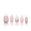 LOVFUL Press on Nails Silver Blanc | Handmade with Full Covered Crystals | Reusable Fake Nails | Almond Regular 1.0 in | H309-L