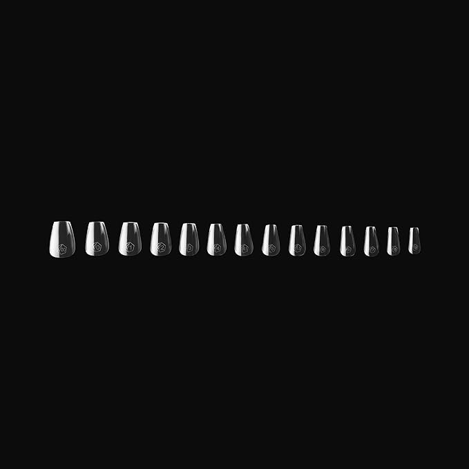 Apres Nail Gel-X Sculpted Coffin Short Box of Tips | 600 Gel-X Tips, Premium Quality, 14 Sizes 00-9 | Half-sizes Included