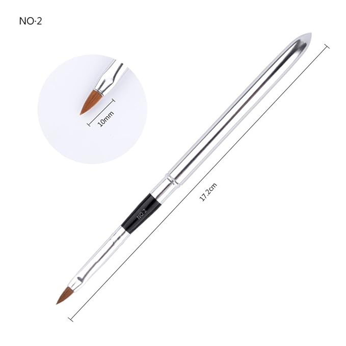WOKOTO 6pcs/SET Nail Brushes Silver Metal Handle Nail Art Builder Crystal Carve Brush Design For 3D Pattern Design Nail Art Brushes Detachable Set