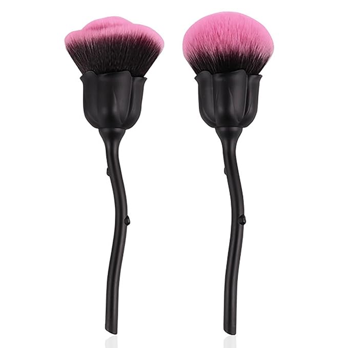 WOKOTO 2pcs Black Rose Shape Nail Dust Brushes Make Up Brush Set Nail Art Powder Remover Soft Foundation Brush Cleaning Dust Cleaner Brush For Nail Trimming Cleaning Tools For Nails Make Up