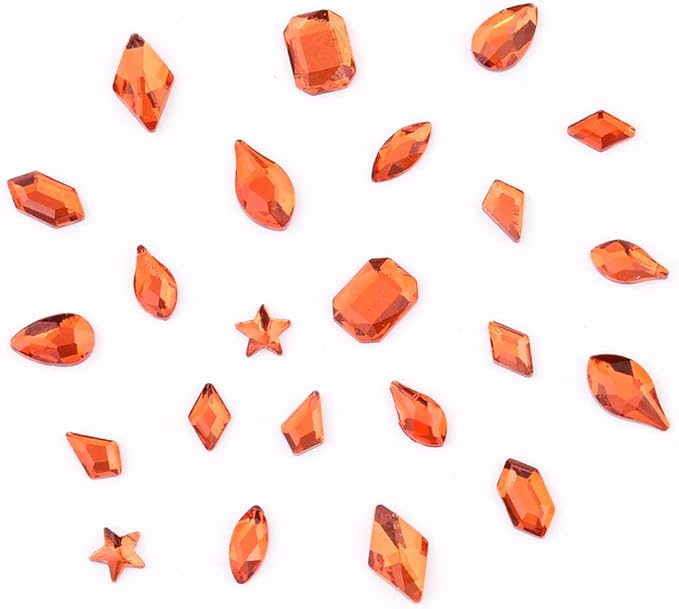 820pcs Orange Crystal Flatback Glass Mix Size Shape Nail Stones 3D Nail Decoration Rhinestone Charms Handmade DIY Craft Jewels Accessory Supply
