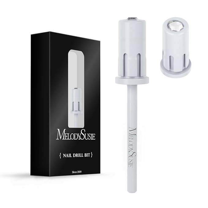 MelodySusie Crystal Top Mandrel Bit for Nails, 3/32'' Easy Off Nail Drill Bits for Sanding Bands, Suitable for Acrylic Nails Gel Manicures and Pedicures, White