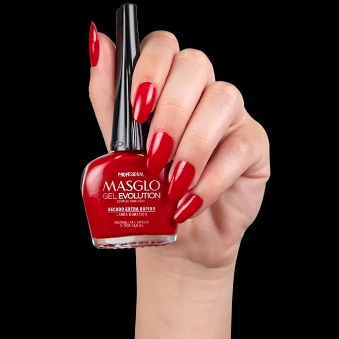 MASGLO GEL EVOLUTION Nail Polish Gel Effect, No UV/Led Lamp Required, Duration up to 12 day, 1 peice color (PROFESIONAL) Gel sin necesidad de lampara UV/Led, hasta 12 dias de duracion