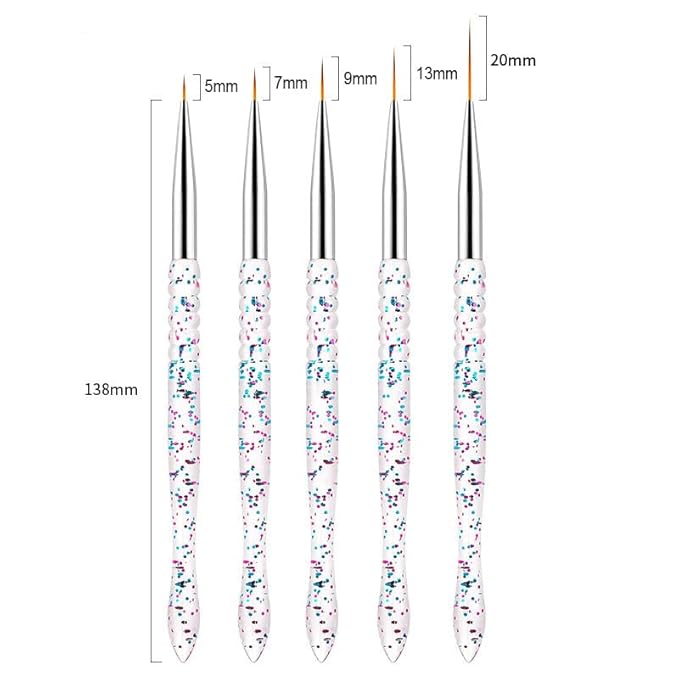 Nail Dotting Tools Kit - 10 Pcs, 5 Double-end Tools, 5 Nail Liner Brushes
