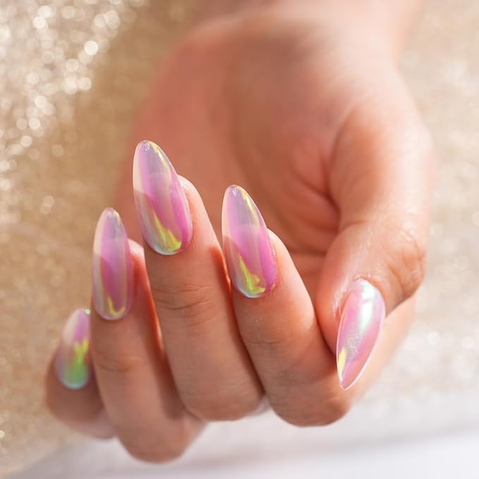 Pretty Diva 0.3g Unicorn Chrome Nail Powder, Aurora Iridescent Chrome Powders for Nails, Mermaid Chrome Powder for Gel Nails Chrome Mica Powder Manicure Pigment (Aurora, 0.3g)