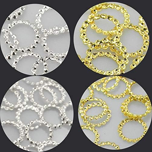 Kamas 1000Pcs Gold Hollow Hemp wreath Nail Art Decorations ring patch nail rivet Metal diy Tips Manicure Charms Nail jewelry Accessory - (Color: 4-5mm-Silver)
