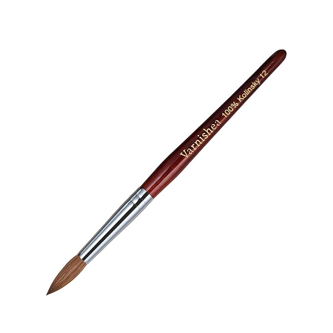 100% Pure Kolinsky Acrylic Nail Brush Solid Wood Handle Professional Manicure Brushes for Powder Nail Acrylic Application - Salon & DIY Nail Art Essentials - Size 12, 1.0 Count