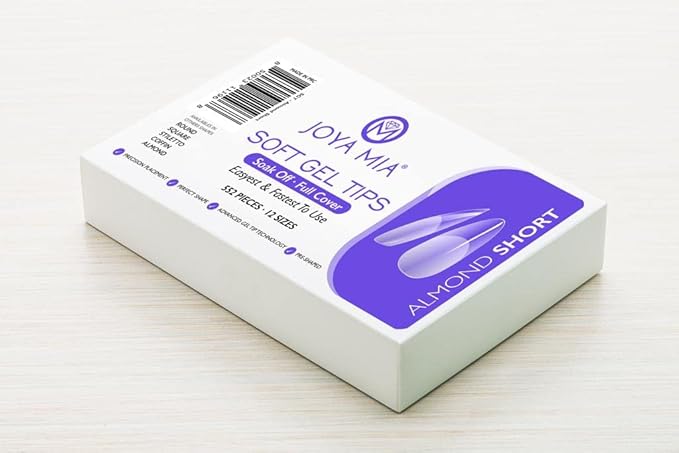 Soft Gel Nail Tips Full Cover Nail Tips Kit for Soak Off Nail Extensions, 550 Pcs Clear Soft Pre-buff PMMA False Press on Nail Tips, 11 Sizes - 10 Shapes to choose from (Almond Short)