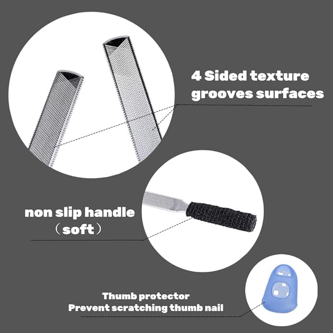 Toe Nail Files for Thick Nails,Stainless Steel 4 Sides 7 inch Length,Nail Files for Men Seniors & Dogs