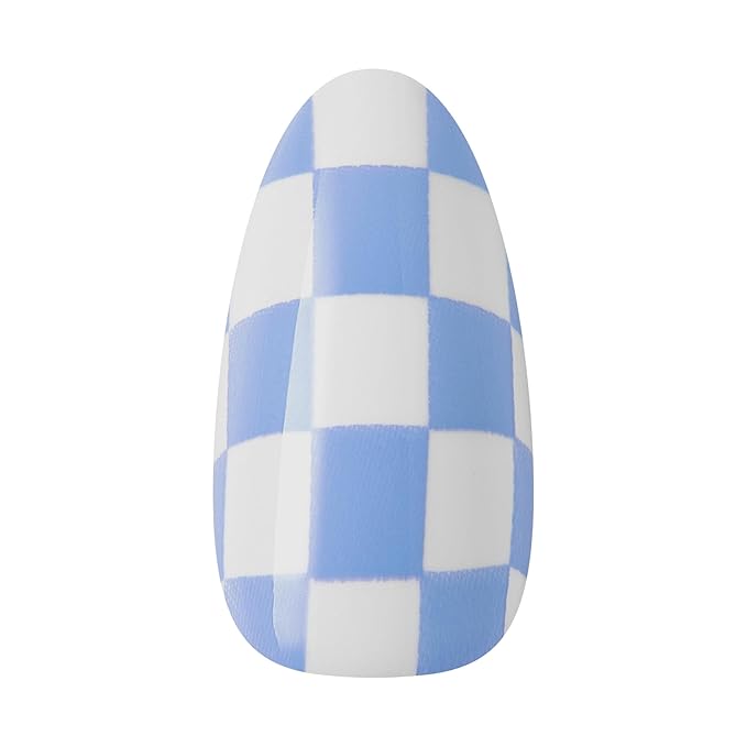 KISS CORE, Press On Nails, Nail glue included, 'Credit', Blue, Medium Size, Almond Shape, Includes 32 Nails, 2g Glue, 1 Manicure Stick, 1 Mini File