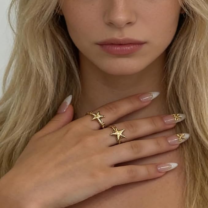 Bow Press on Nails - Almond Fake Nails - French Tip False Nails Press ons - Medium 3D Gold Acrylic Glossy - Cute Glue on Nails - for Women Artificial Stick on Nail 24 Pcs