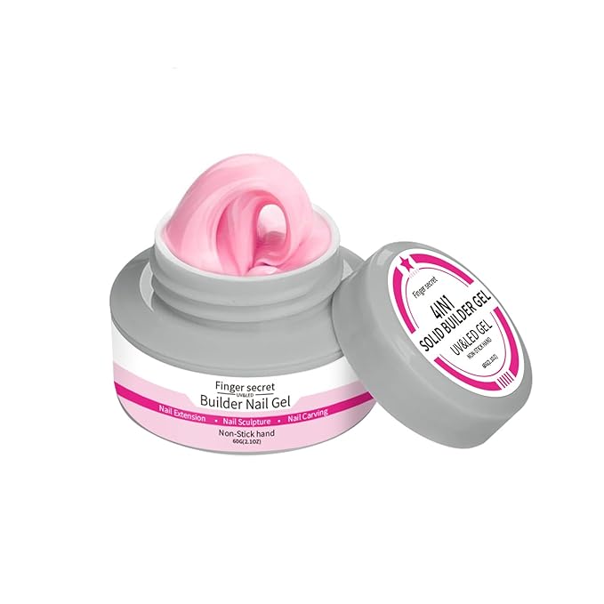 Non Sticky Solid Builder Gel for Nails,4OZ 120g Clear & Pink Hard Gel for Nails 3D Sculpting Gels Carving Nail Extension Nail Art Salon Home