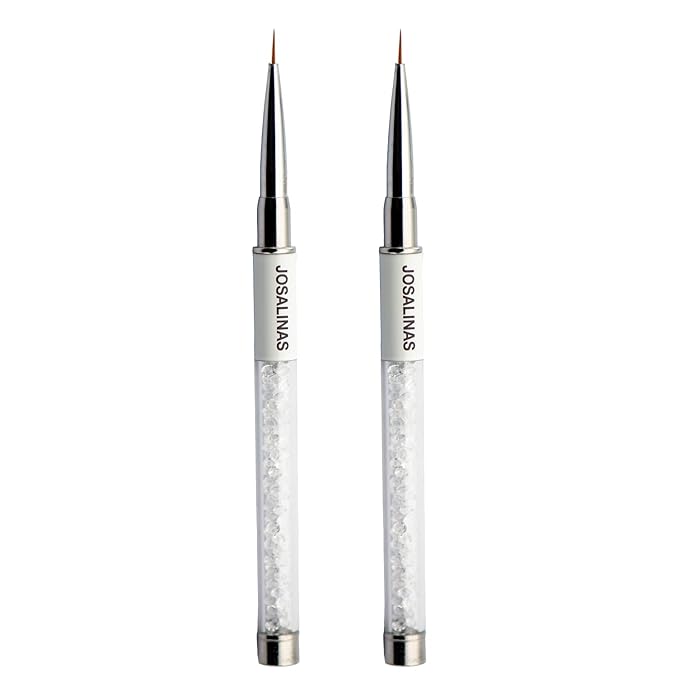Nail Brushes Art Pen 2PCS, Gel Polish Painting Tools with Nail Extension Gel Builder, Salon at Home DIY Manicure (White-Liner#7mm)