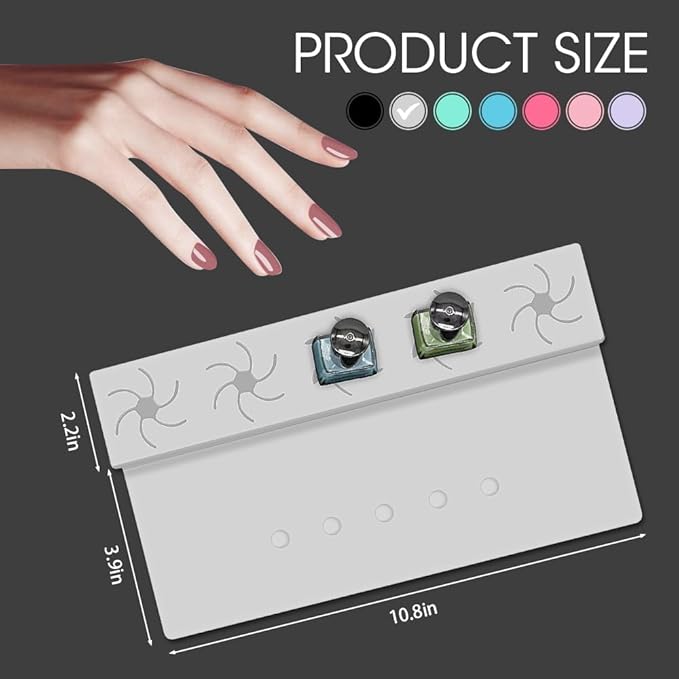 Nail Polish Holder,Silicone Hand Rest Mat Fingernail Painting Tools 2 in 1 Art Accessories Organizer Case Set with Anti-Spill Bottle Stand and Finger Separators for Pedicure Manicure(Grey)