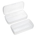 JUXYES Plastic Sterilizing Tray for Nail Art Accessories Tools, Portable Nail Art Tool Sterilizer Tray with Strainer, Fully Transparent Storage Box Organizer for Tweezer, Manicure Tools