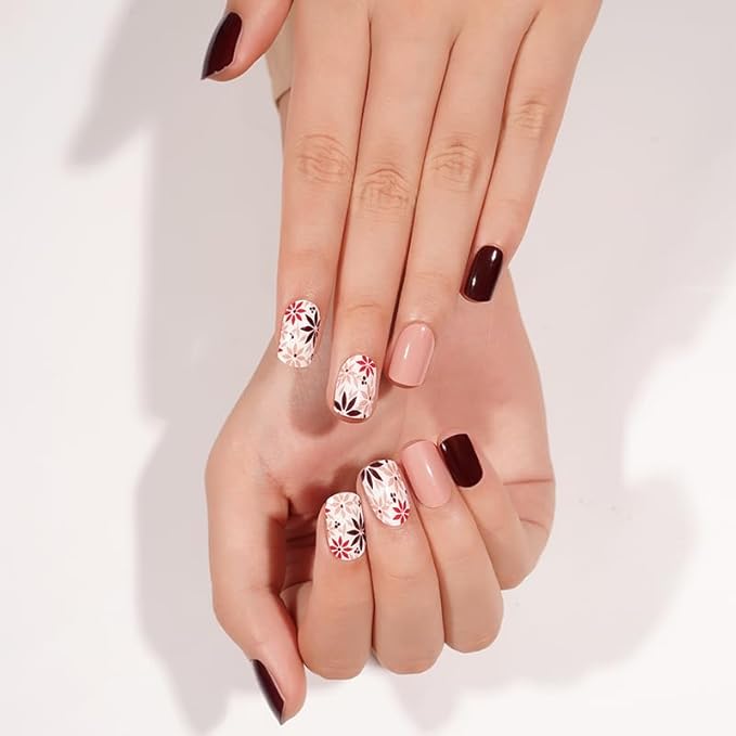 Semi-Cured Gel Nail Strips - 20 Salon-Quality Gel Sticker with UV Light Required, Long Lasting, Easy Application & Removal, Includes Prep Pad, Nail File, Wooden Stick – Meadows of Mocha