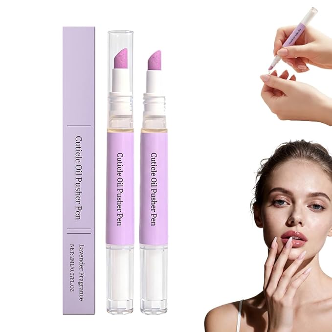 3-In-1cuticle Oil Pusher Pen, Ceramic Cuticle Oil Cuticle Pusher Nail Oil Pen For Hangnails & Dry & Damaged Nails, Nail Care Tool For Repair & Nourish Nails (2PCS)