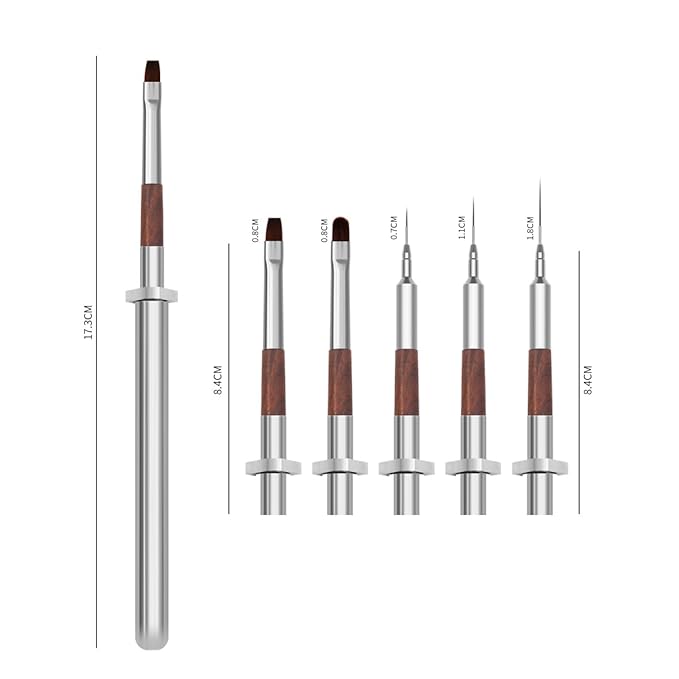 Nail Art Brushes, Metalic Nail Art Liner Brush with 4Pcs Brush Heads
