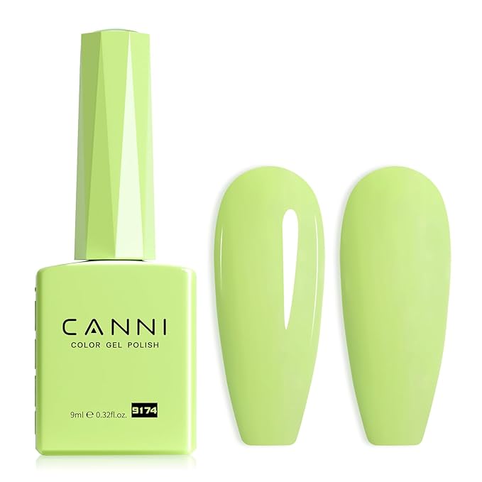 CANNI Lime Green Gel Nail Polish, 1Pcs Light Pastel Green Sage Gel Polish Mint Color Soak Off U V Nail Manicure Salon DIY at Home