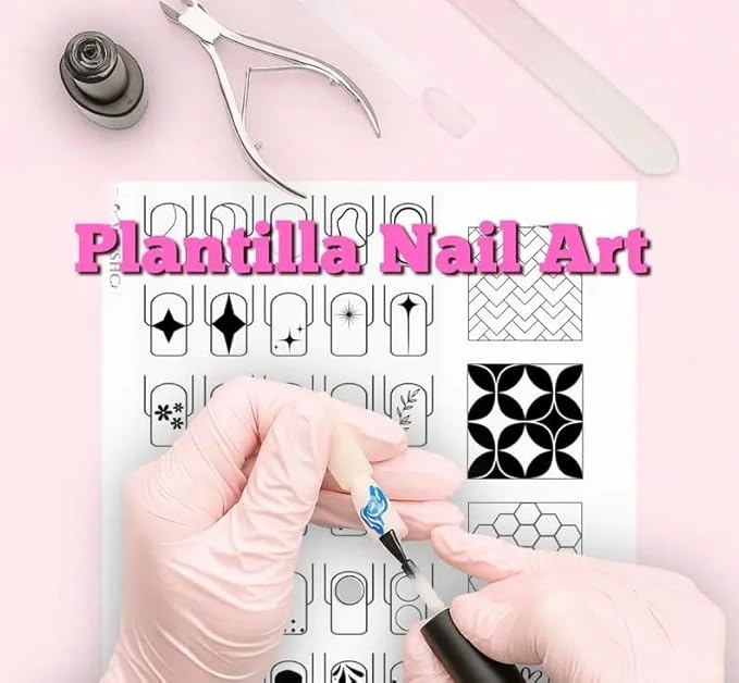 Gel & Acrylic Nail art Practice Sheet,Reusable Nail Art Training mat DIY Sticker Stencil Guide French Tip stiletto Nail Sculpting 3D Nail Design Worksheet Nail Tech Practice Gel X acrylic nails (18)