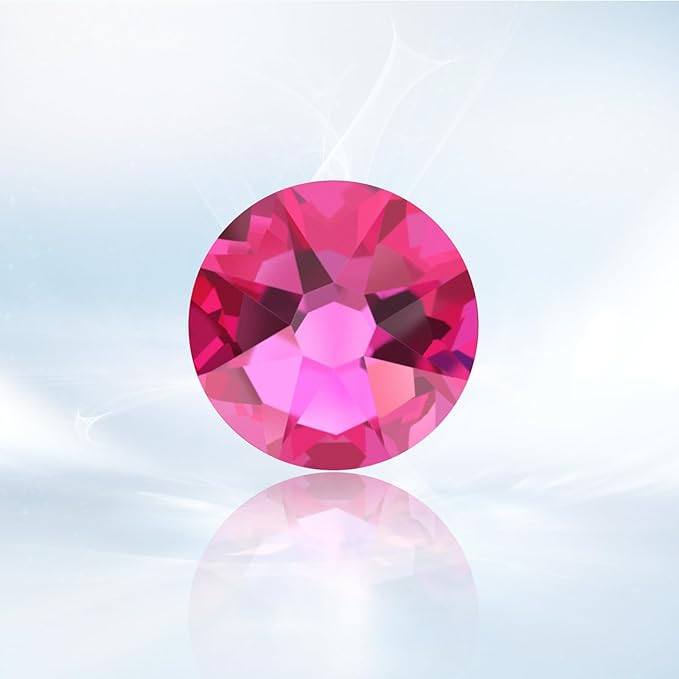 Novani Fuchsia Rhinestones 288pcs Flat Back Round Rhinestone Style 2088 Sparkly Crystal Gemstones for Nail Art and Crafting SS30,6.4-6.6mm