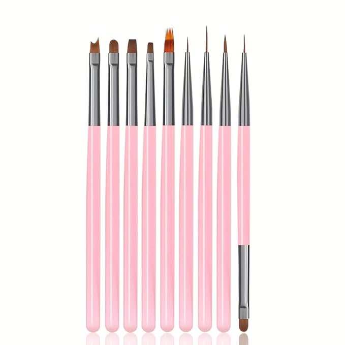 36 PCS Nail Art Tools, Nail Design Kit, Professional Nail Brush Set with Nail Dotting Tools, Gel Polish Painting Brushes & Manicure Accessories for DIY Salon Supply-Pink