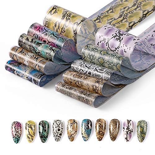 CHANGAR Animal Skin Nail Art Foil Transfer Decals Serpentine Leopard Print Tiger Snake Skin Pattern Fish Scale Nail Foil A...