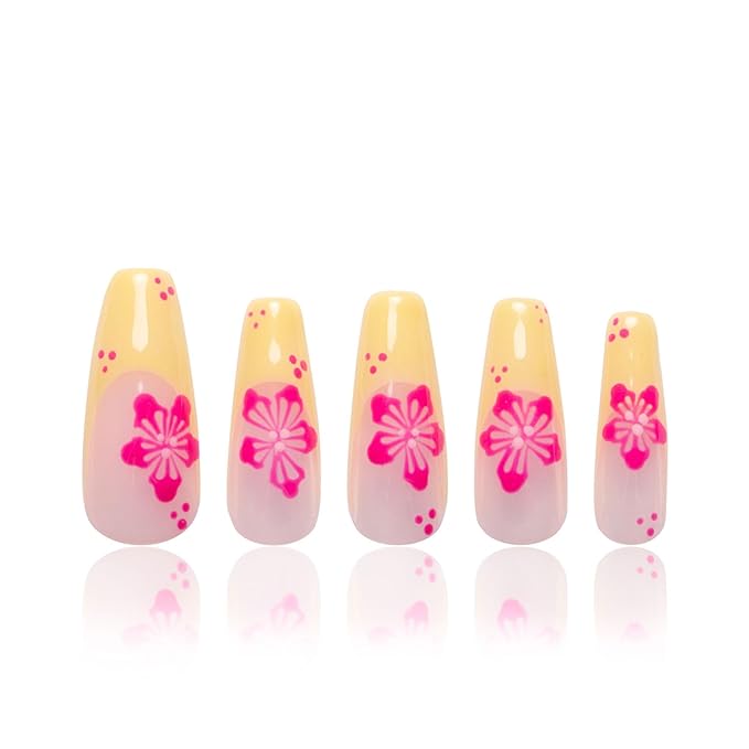 LOVFUL Press on Nails Waikiki Beach | Handmade with Full Covered Crystals | Reusable Full Cover Nails | Coffin Classic Regular 1.3 in | H285-M