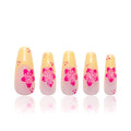 LOVFUL Press on Nails Waikiki Beach | Handmade with Full Covered Crystals | Reusable Full Cover Nails | Coffin Classic Regular 1.3 in | H285-M