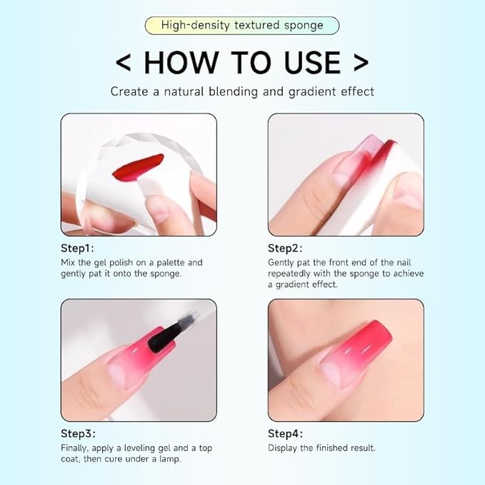 Nail Sponges Set for Ombre Gel 1inch 2CM Big Nail Sponges 100PCS Nail Art Tools Set With Grabbing Pen for Person DIY Nails Painting Gradient Colors at Home Nail Technician Salon