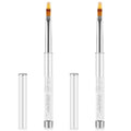 2 Pcs Nail Ombre Brush Nail Gradient Painting Brush Nails Art Brushes Manicure Tools with Rhinestone Handle UV Gel Polish Drawing Pen for Nails Design