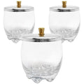Beauticom Crystal Glass Dappen Dish for Acrylic Nail Dip Powder, Monomer, and Nail Polish Remover (Round Shape w/Stainless Steel Lid, 3 Pieces)