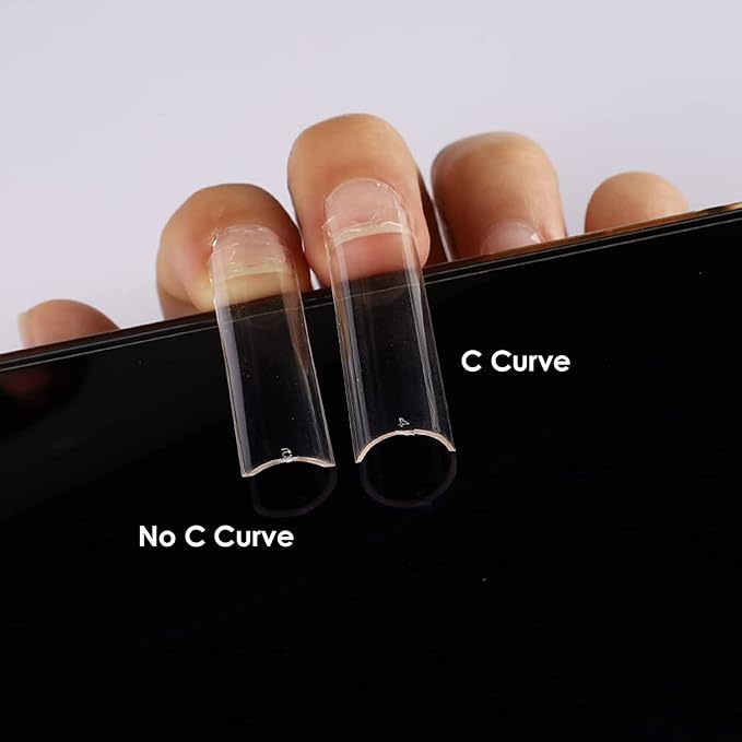 No C Curve Square Flat Nail Tips,SWETIDY 500Pcs XXL Extra Long Acrylic Clear Straight Tapered,Half Cover French Fake Nails for Nail Salon and DIY Nail Art 10 Sizes
