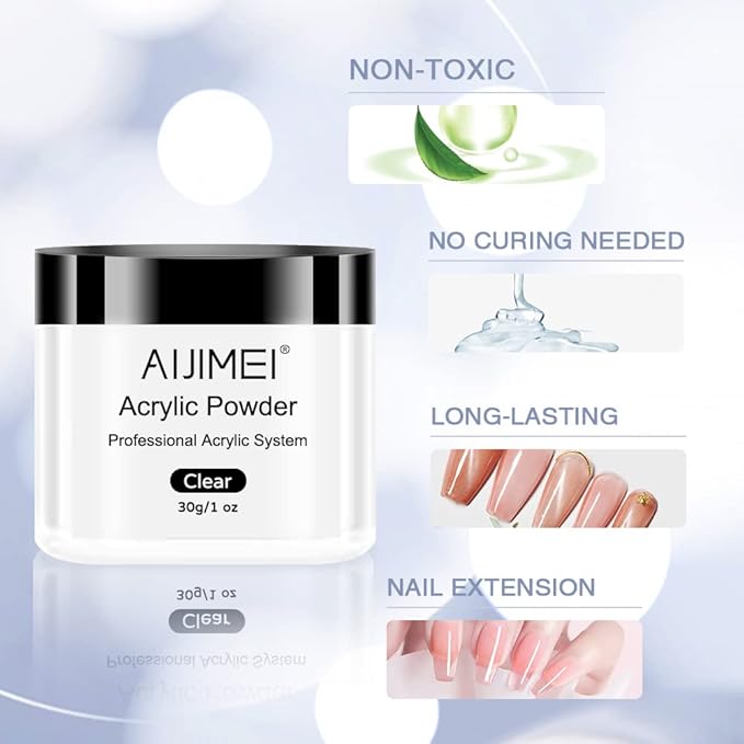 Aijimei Acrylic Nail Kit - Powder & Liquid Monomer, Professional Tools, Nail Extension System, Art Starter Kit (Set A)