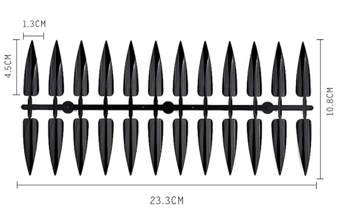 240Pcs/Set False Fake Nails Tips Manicure Sharp End False Nails Long Cuspidal Stiletto Nail Tip Clear Black French Salon Acrylic Artificial Fake Nail Display Practice Tools (Black)