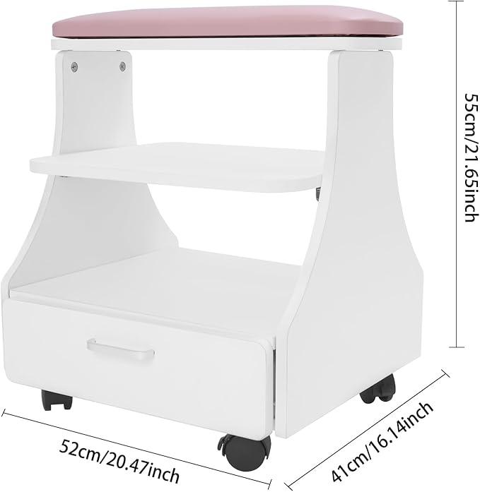 Pedicure Foot Rest, Manicure Foot Rest w/Wheels, Upgrade Widen Footrest Pedicure Foot Stool Stand, Portable Foot Bath Spa Cart Foot Massage Station Footrest, Home Beauty Salon Nail Foot Trolley Cart