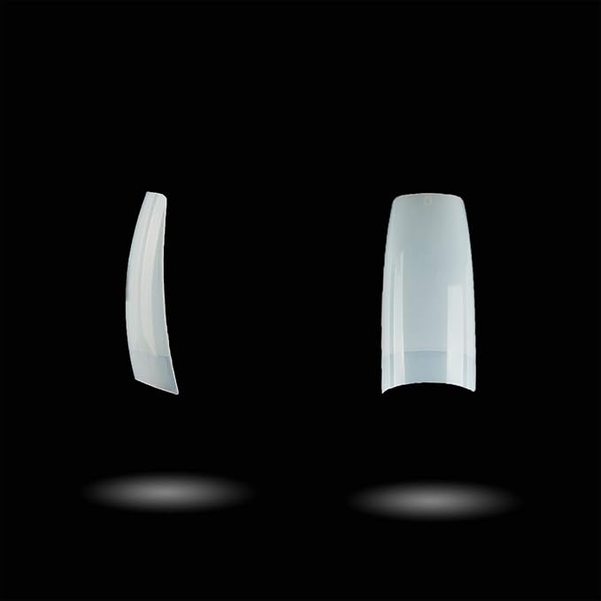 French Acrylic False Nail Tips, 1000PCS Fake Nail Shape Artificial False Nails Tips 10 Sizes with Case for Nail Art Salons (Clear+Natural)