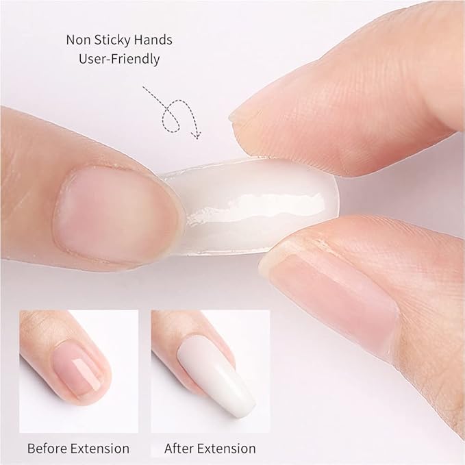 VARNAIL Nail Extension Kit Solid Building Gel, Non-sticky Nail Building Gel with Basic Gel and Tools, Lamp, Accessories, Poly Gel Kit for Beginners Nail Art DIY Home (Pink Gel)