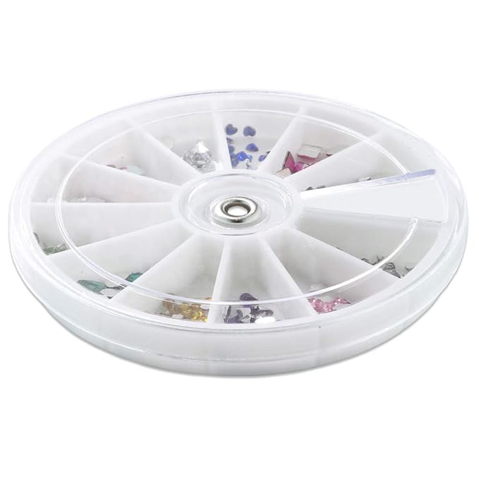 Nail Art Rhinestones Fake Pearl Gems Jewelry Decorations Manicure Wheel (20 Wheels, Large Multi Color)