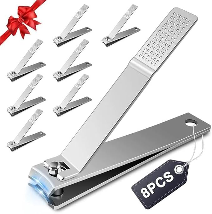 HOFASON 8 Pcs Large Curved Nail Clippers Set for Women Men Easter Stuffers, Stainless Steel Bulk Fingernail Toenail Clipper for Stocking Stuffers, Travel Manicure Pedicure Trimmer Kit