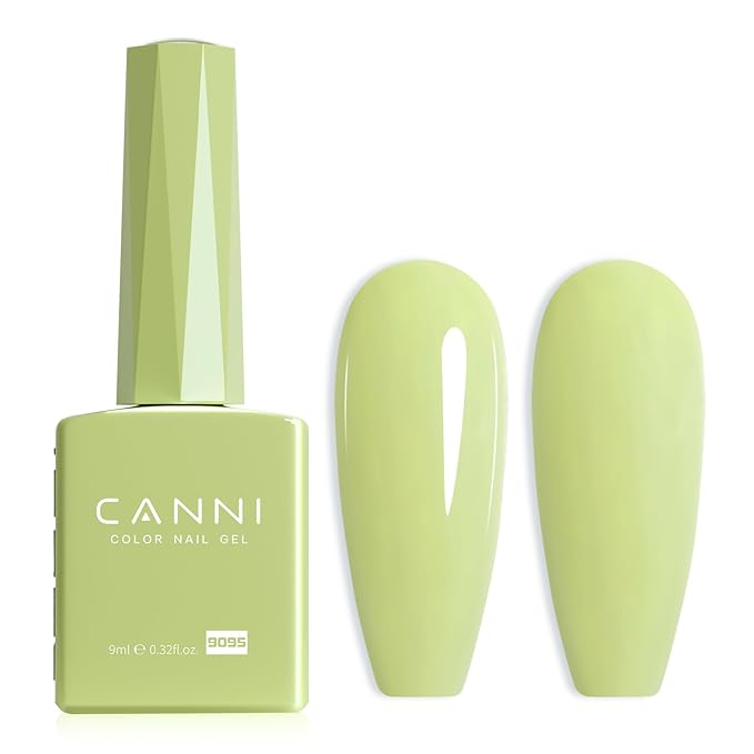 CANNI Pastel Green Gel Nail Polish, 1Pcs Sage Light Green Gel Polish Color High Gloss Soak Off Manicure Salon DIY