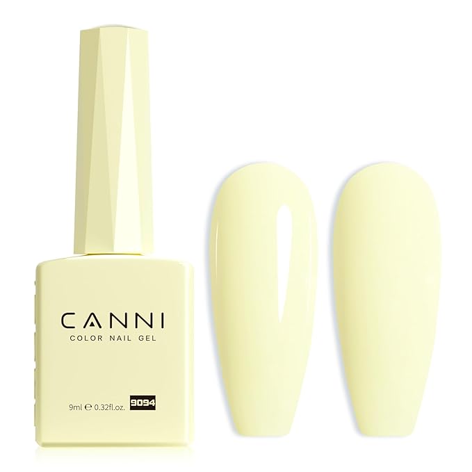 CANNI Pastel Yellow Gel Nail Polish, 1Pcs Light Yellow Gel Polish Color Nail Polish High Gloss Soak Off U V Nail Manicure Salon DIY