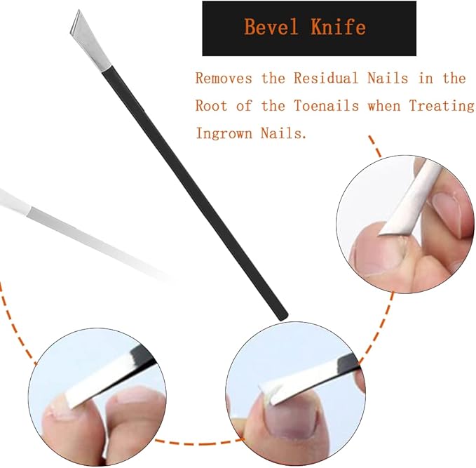 Watris Veiyi 4PCS Pedicure Knife Set, Ingrown Toenail Removal Kit, Pedicure Callus Shaver Tools, Professional Foot Scraper, Steel Foot Care for Dead Skin Corn Foot Remover Foot File Rasp (6.3in)