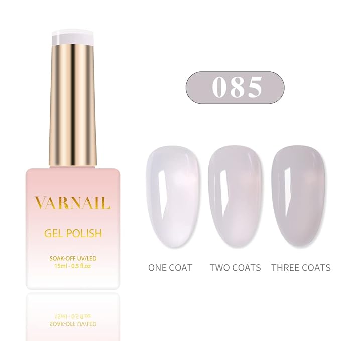 VARNAIL Misty Garden Jelly Gel Nail Polish Kit 6 Colors 15 ml, Translucent Sheer Gel Polish, Salon Quality Soak off UV Light Gel Nail Polish Set