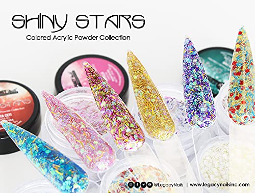 Legacy Nails Professional COLLECTION Acrylic Powder Kit 6 Colors Nail Art Set for Manicure DIY for Dip & Acrylic Nail Extensions (SHINY STARS COLLECTION)