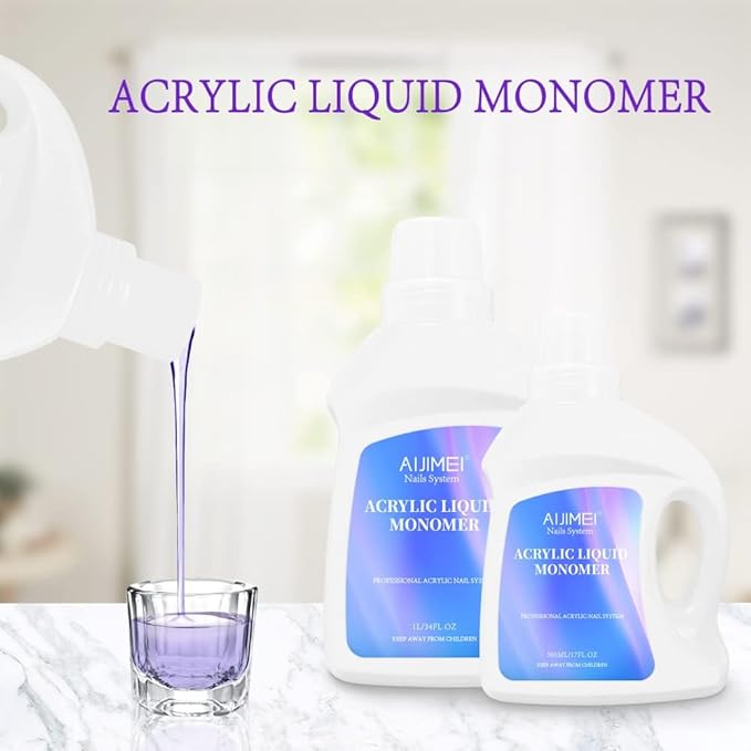 AIJIMEI Acrylic Monomer 34 FL.OZ 1L Acrylic Liquid For Acrylic Powder Nail Liquid Monomer For Acrylics Nails For Liquids Nail Powder 1000ml