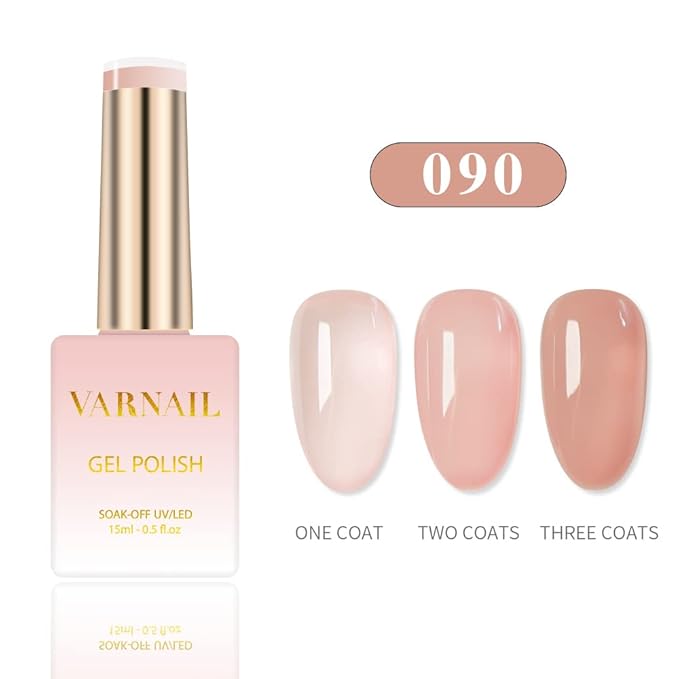 VARNAIL Misty Garden Jelly Gel Nail Polish Kit 6 Colors 15 ml, Translucent Sheer Gel Polish, Salon Quality Soak off UV Light Gel Nail Polish Set