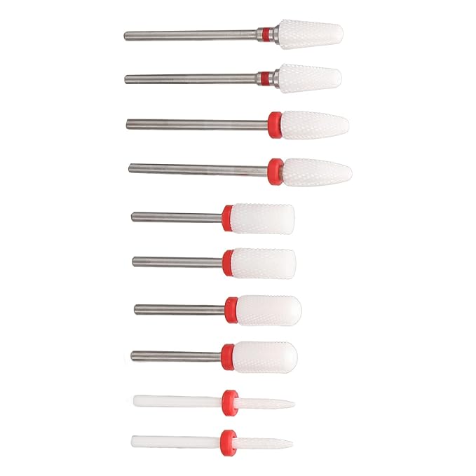 Nail Drill Bit Set Multi Roughness 10pcs Ceramic Nail Drill Bits with Storage Box for Home Use