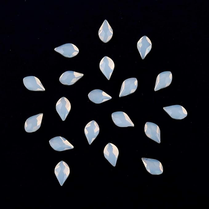 50pcs White Opal Nail Crystals 2 Size Flame Shape Rhinestones Design 480pcs Round Flatback Stones ss3 to ss20 Mix for Nail Art Decoration