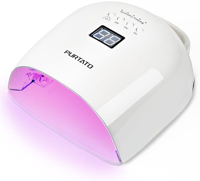 Professional Rechargeable UV LED Nail Lamp with 4 Timer Setting and 18000mAH Long Battery Life Nail Dryer JC22 (White)